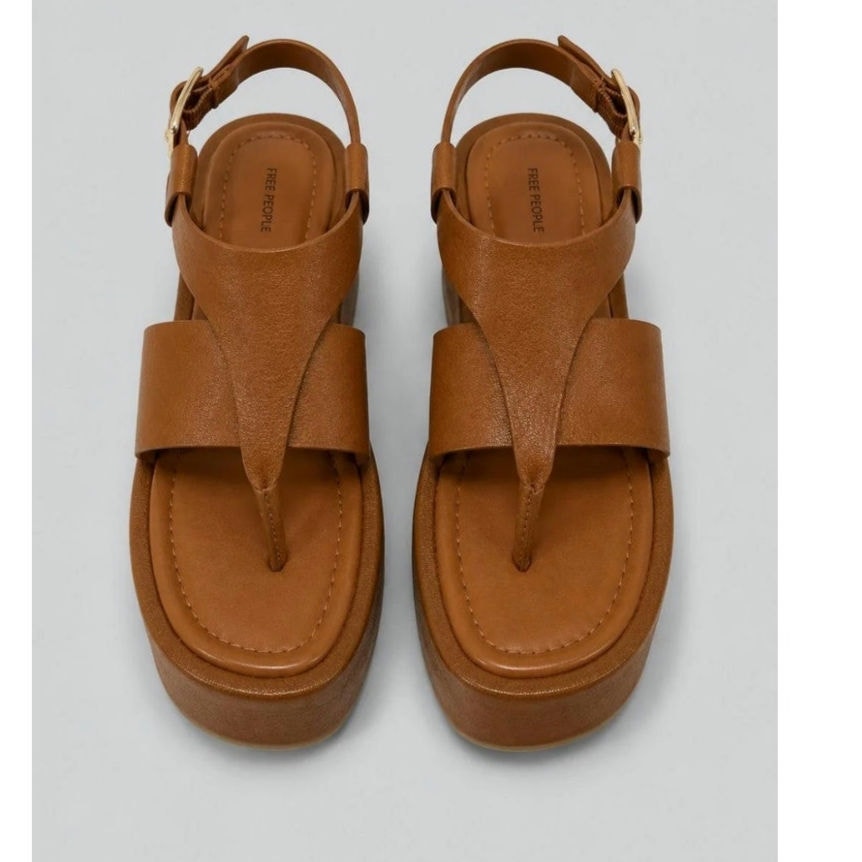 Free People Holt Flatform Sandals US SIZE 8.5 Cognac Brown Free People