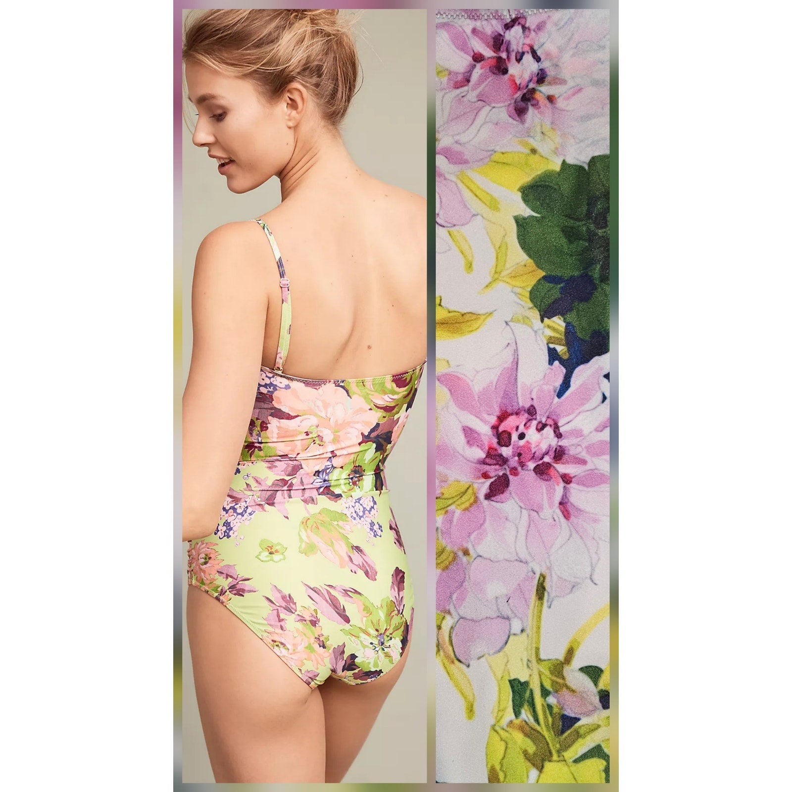 Anthropologie Ruched Seaside One-Piece Swimsuit SMALL Removable Straps Anthropologie