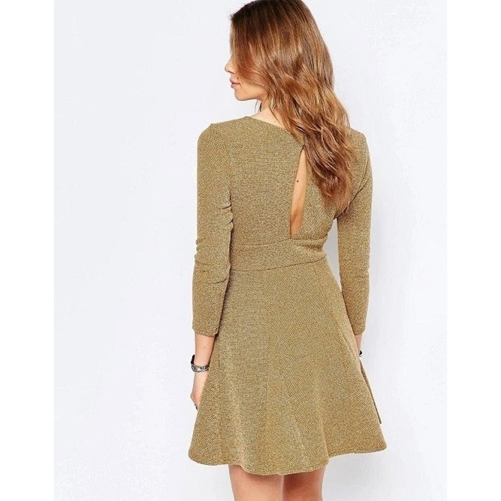 New Free People Heartstopper Textured Mini Dress $118 XS Golden Brown