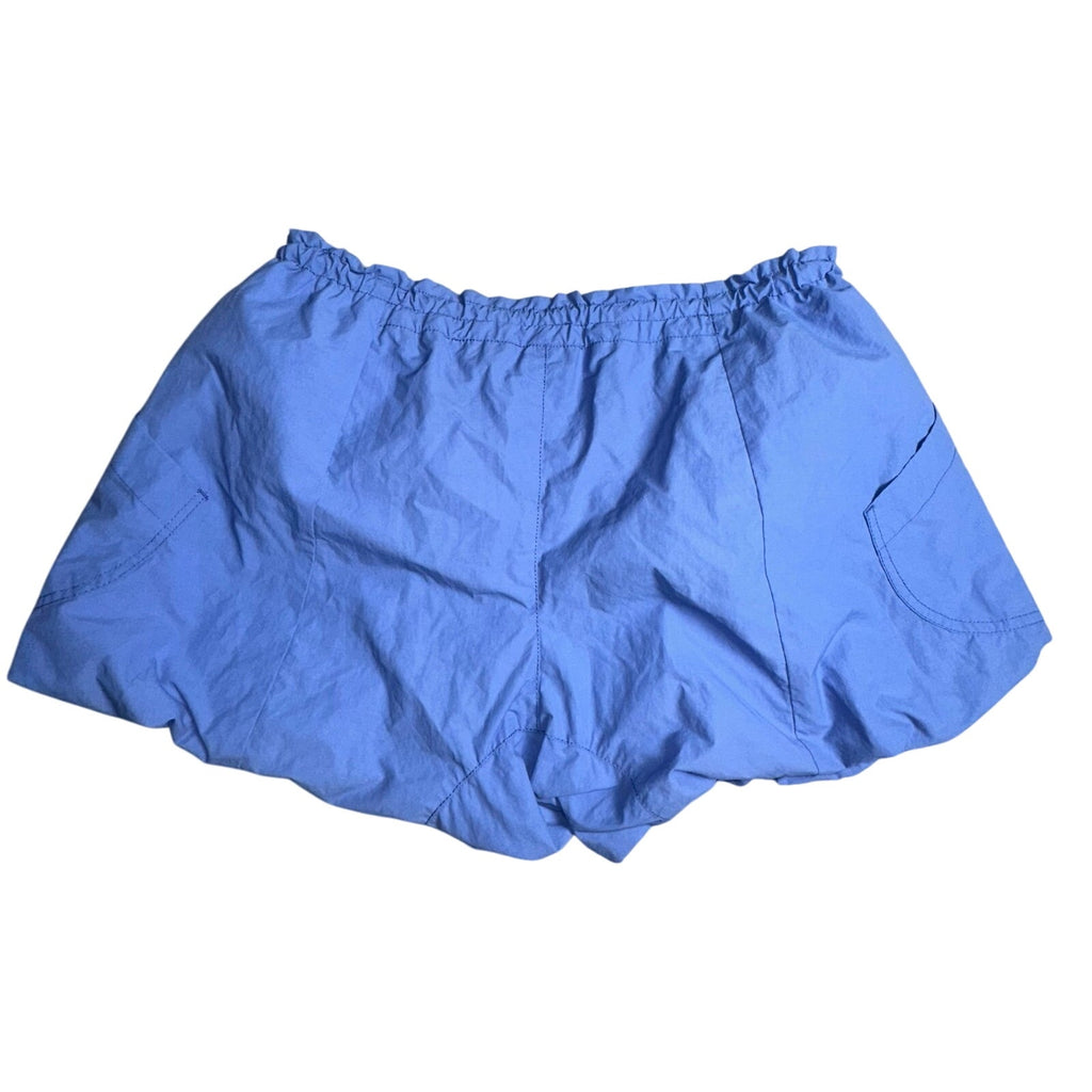 FREE PEOPLE Camp Out Nylon Shorts LARGE Blue Fizz BUBBLE-HEM Free People