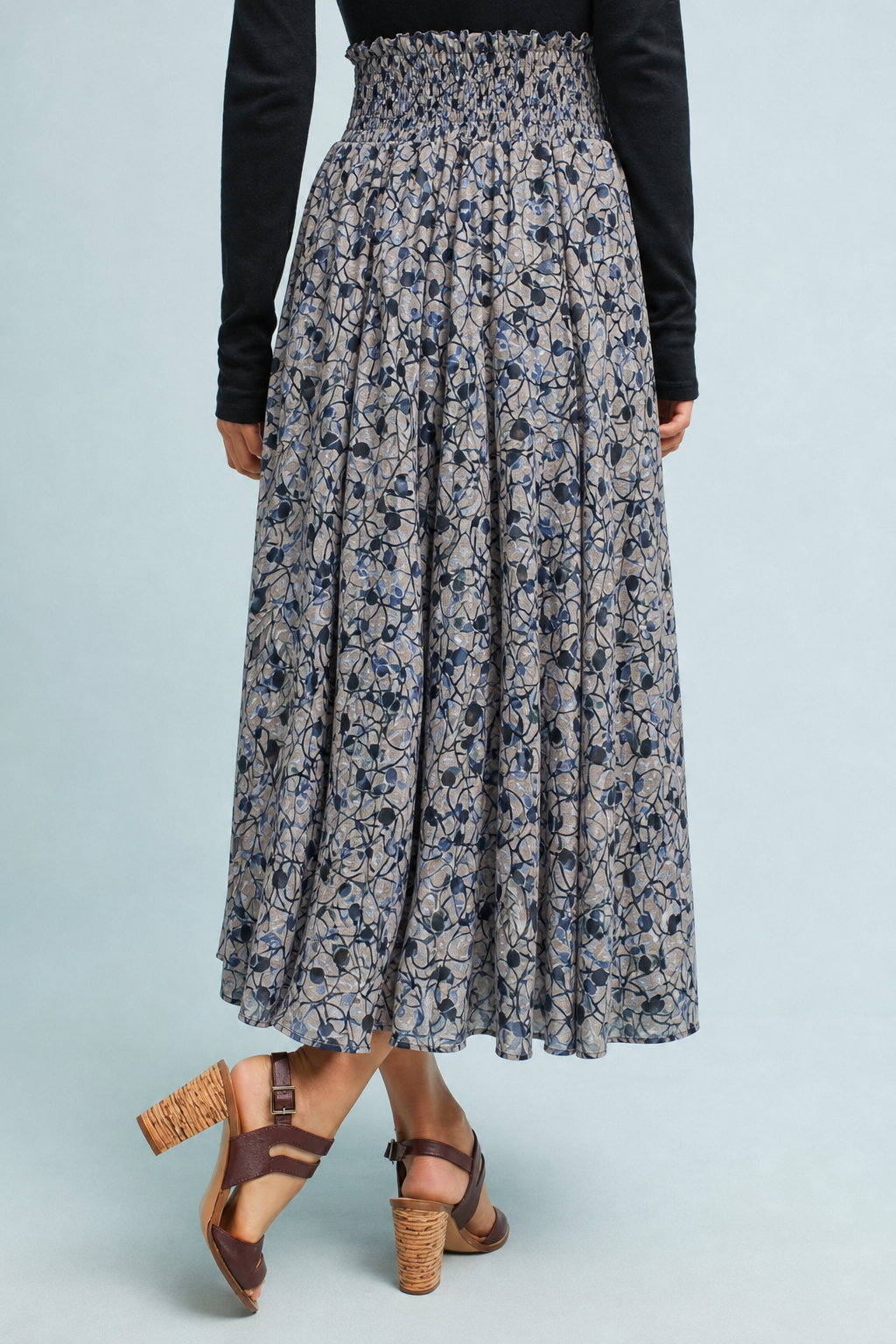 Anthropologie Keshika Ruffled Midi Skirt Mynah's Reynu Taandon SMALL Anthropologie
