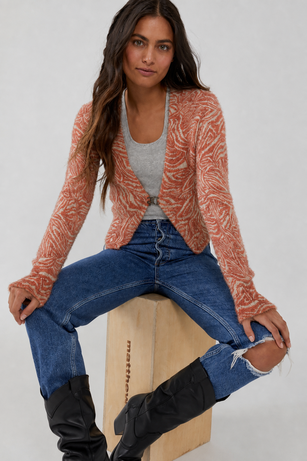 Free People She's All That Cardi SMALL Pink Fitted Classic Cardigan Free People