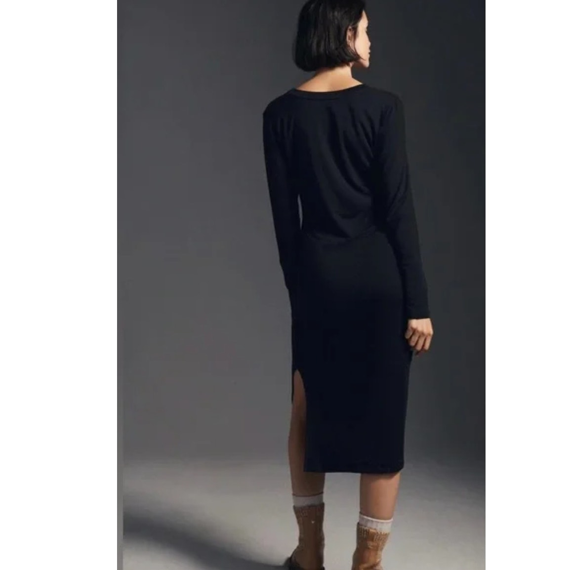 New Anthropologie Sundry West Coast Knotted Slip Midi Dress $183 MEDIUM Black
