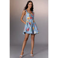 Anthropologie Maeve Scoop-Neck Printed Cotton Mini Dress MEDIUM Blue Anthropologie