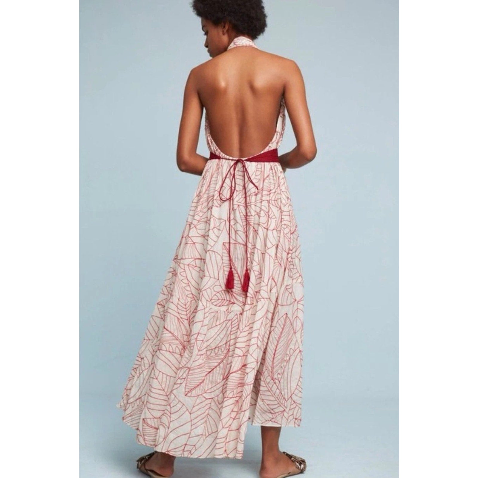anthropologie lilka maxi dress Anthropologie Lilka Maxi Slip Dress large Floral Striped Boho beachy