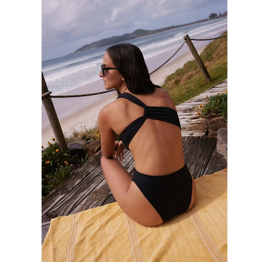 New Free People x Agua Bendita Bloom One-Piece Swimsuit $180 X-LARGE Black
