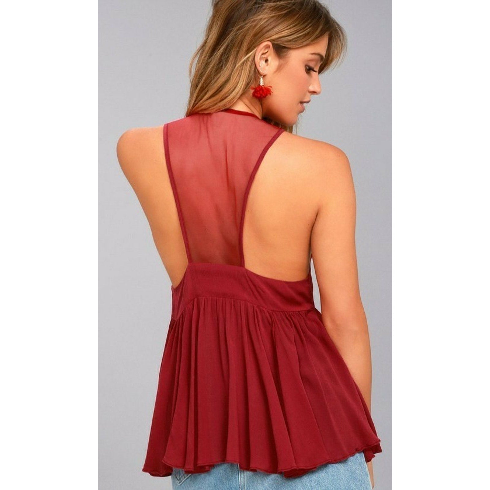 New Intimately Free People Black Marble Cami Tank SMALL Raspberry