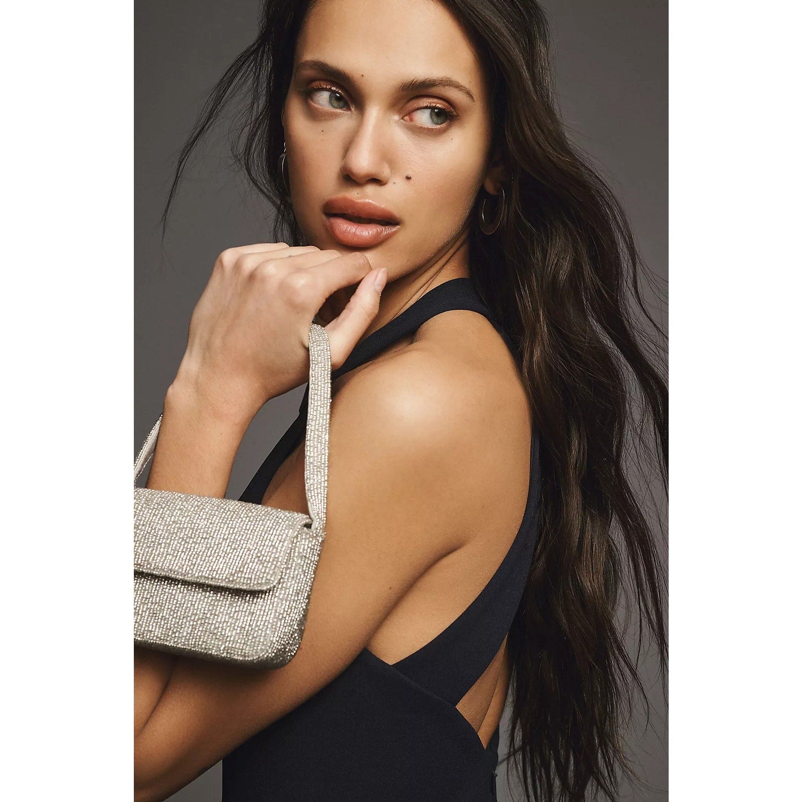 Anthropologie BHLDN Juliana High-Neck Side-Slit Stretch Crepe Maxi Dress S