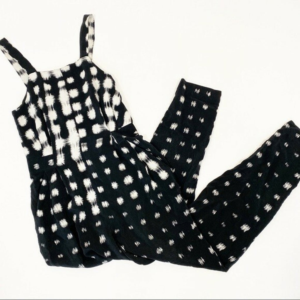 NEW Anthropologie x Whistles Masie Jumpsuit Shibori Spot and Border Blue Size 0