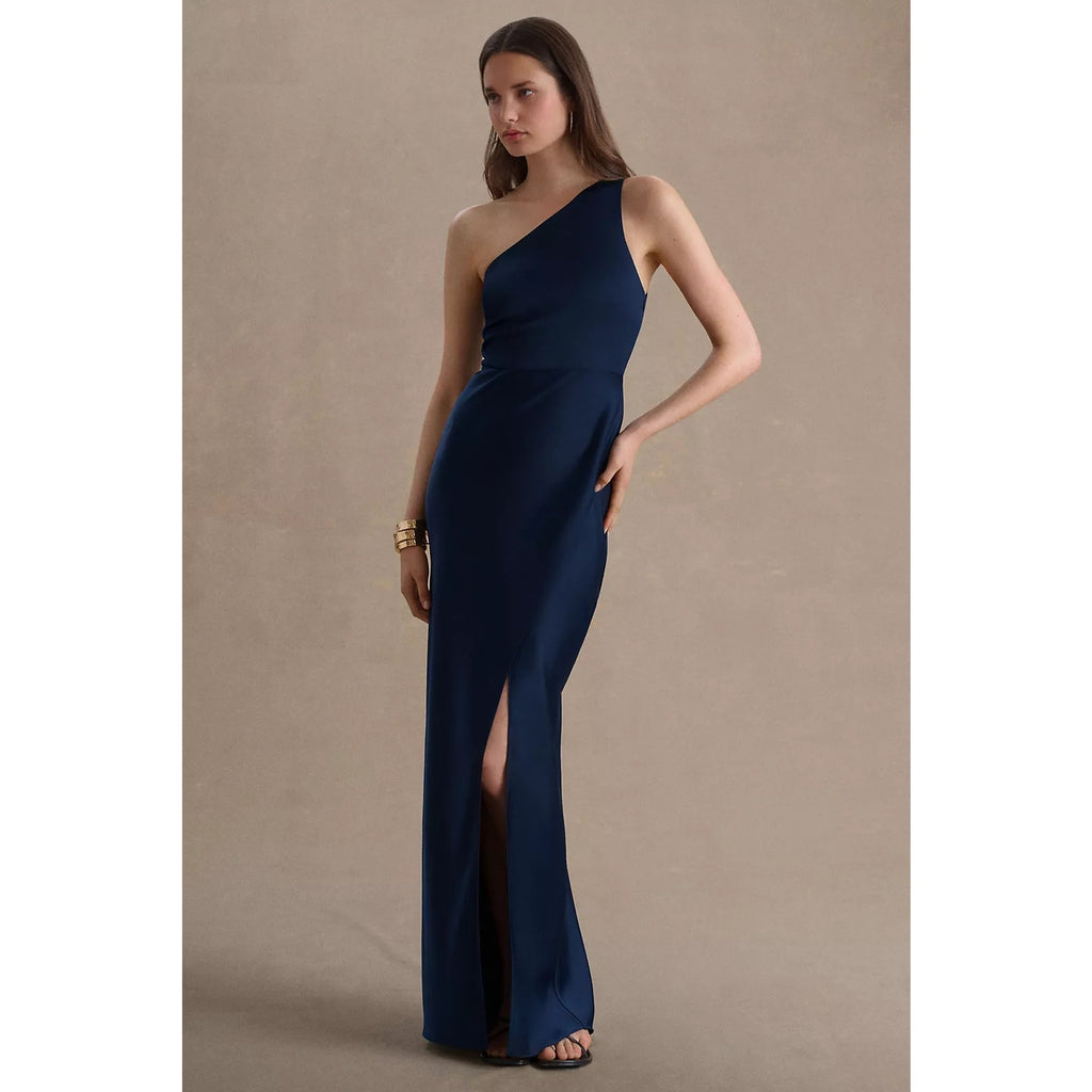 Anthropologie BHLDN Dylan One-Shoulder Satin Side-Slit Gown PLUS 22W BHLDN