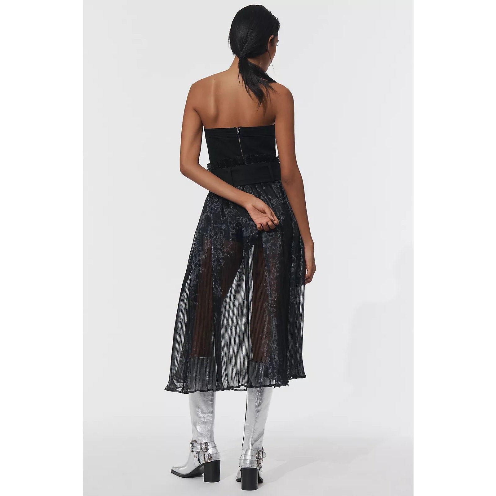 Anthropologie Pilcro Strapless Bodysuit & Sheer Skirt $268 SMALL Black