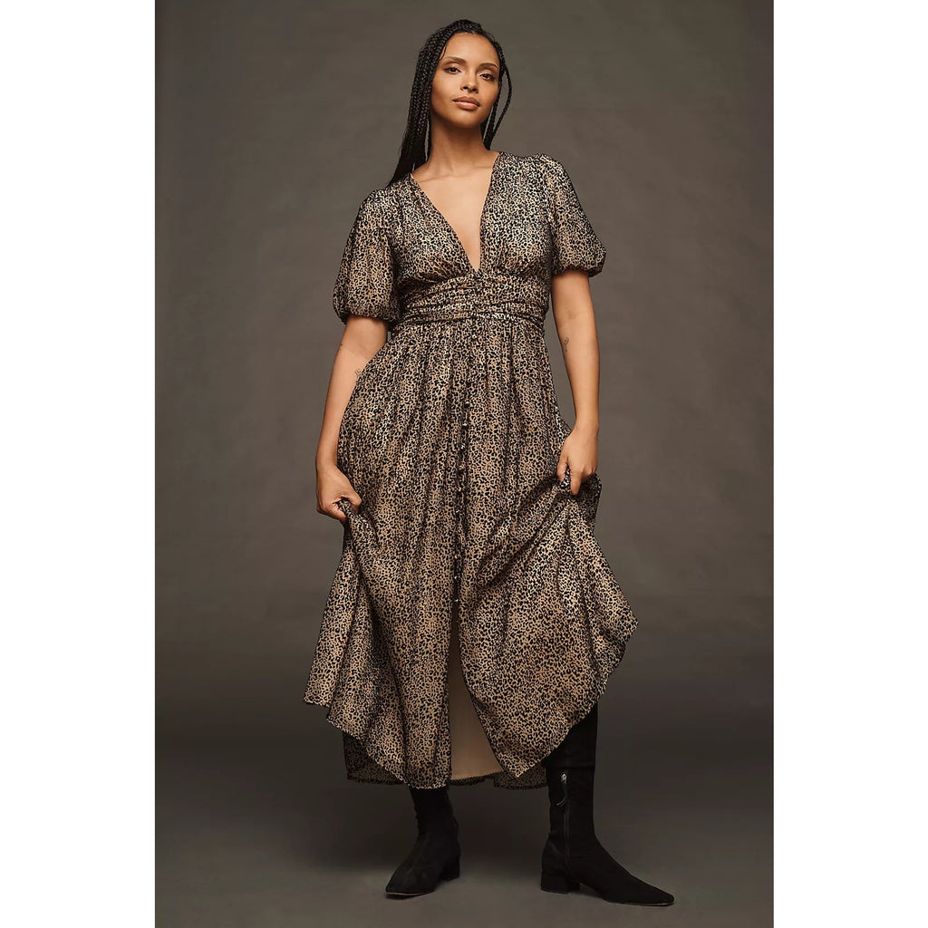 New ANTHROPOLOGIE The Katerina Button-Front Dress: Velvet Edition $230 PLUS 16W
