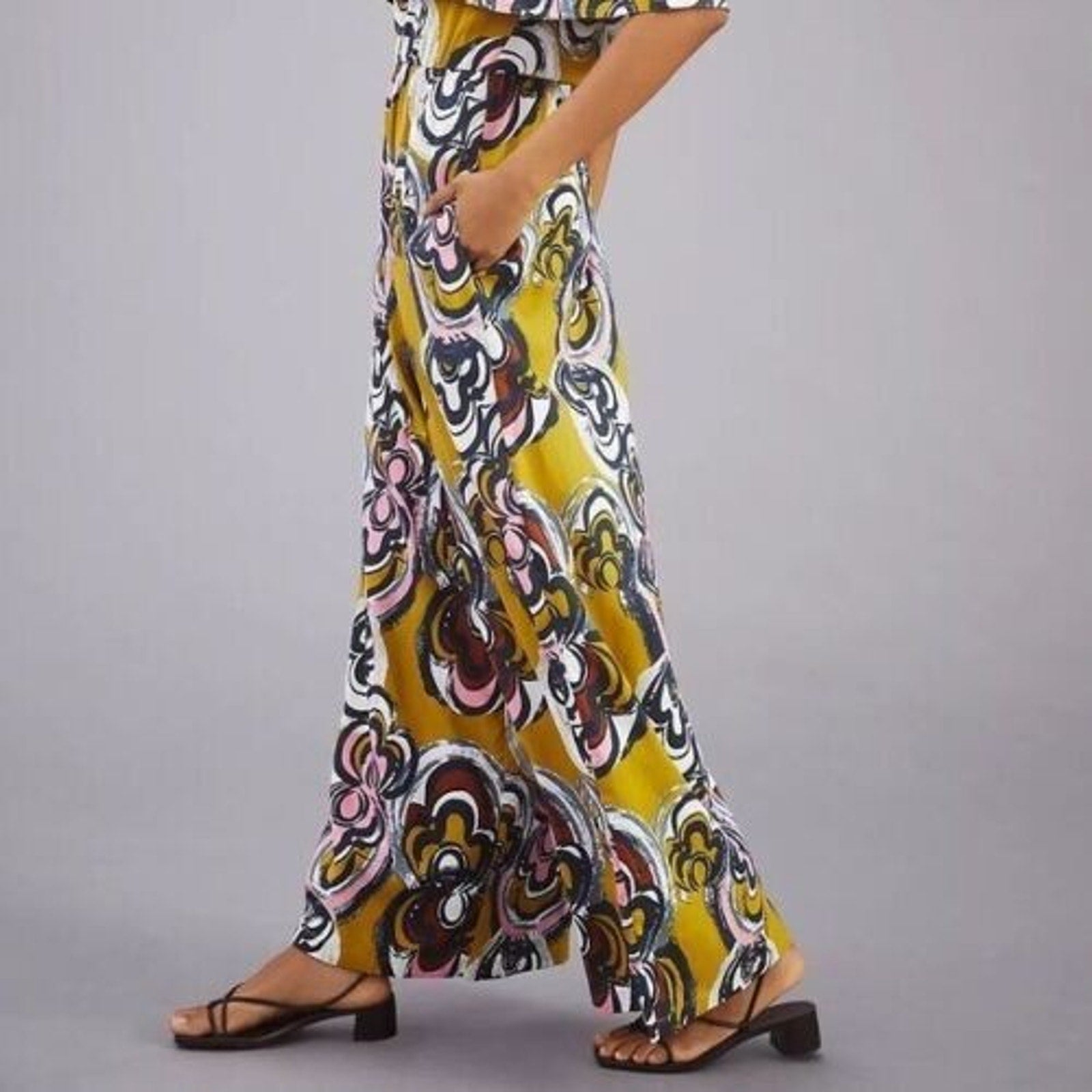 New Anthropologie Bel Kazan Lily Wide-Leg Jumpsuit $180 Size Small Abstract