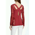 NEW Free People Sweet Thang Blouse Sz S Crisscross Back Sheer Lace Long-Sleeve