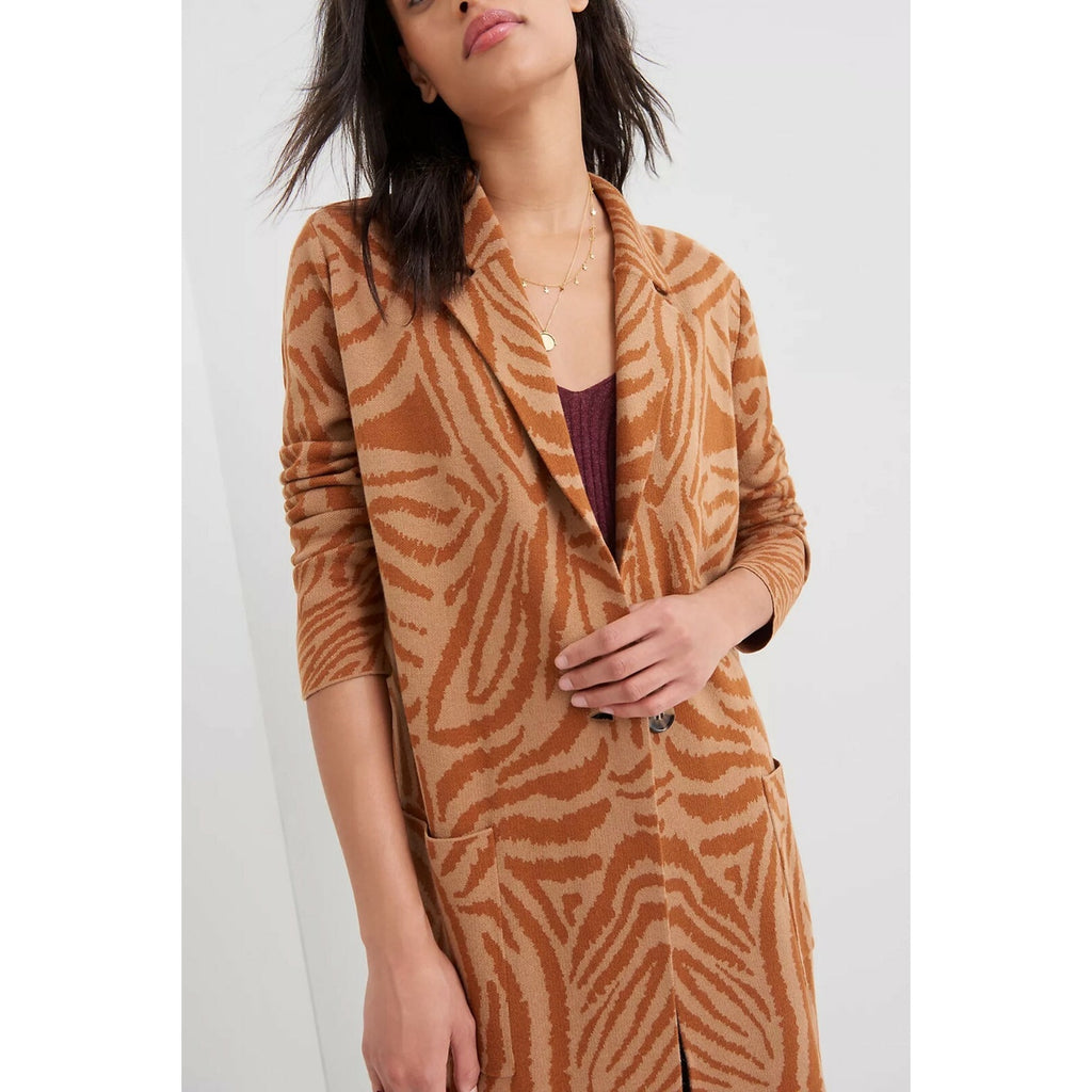 NEW Anthropologie Maeve Ayla Sweater Jacket Size Small Button Front Animal Print