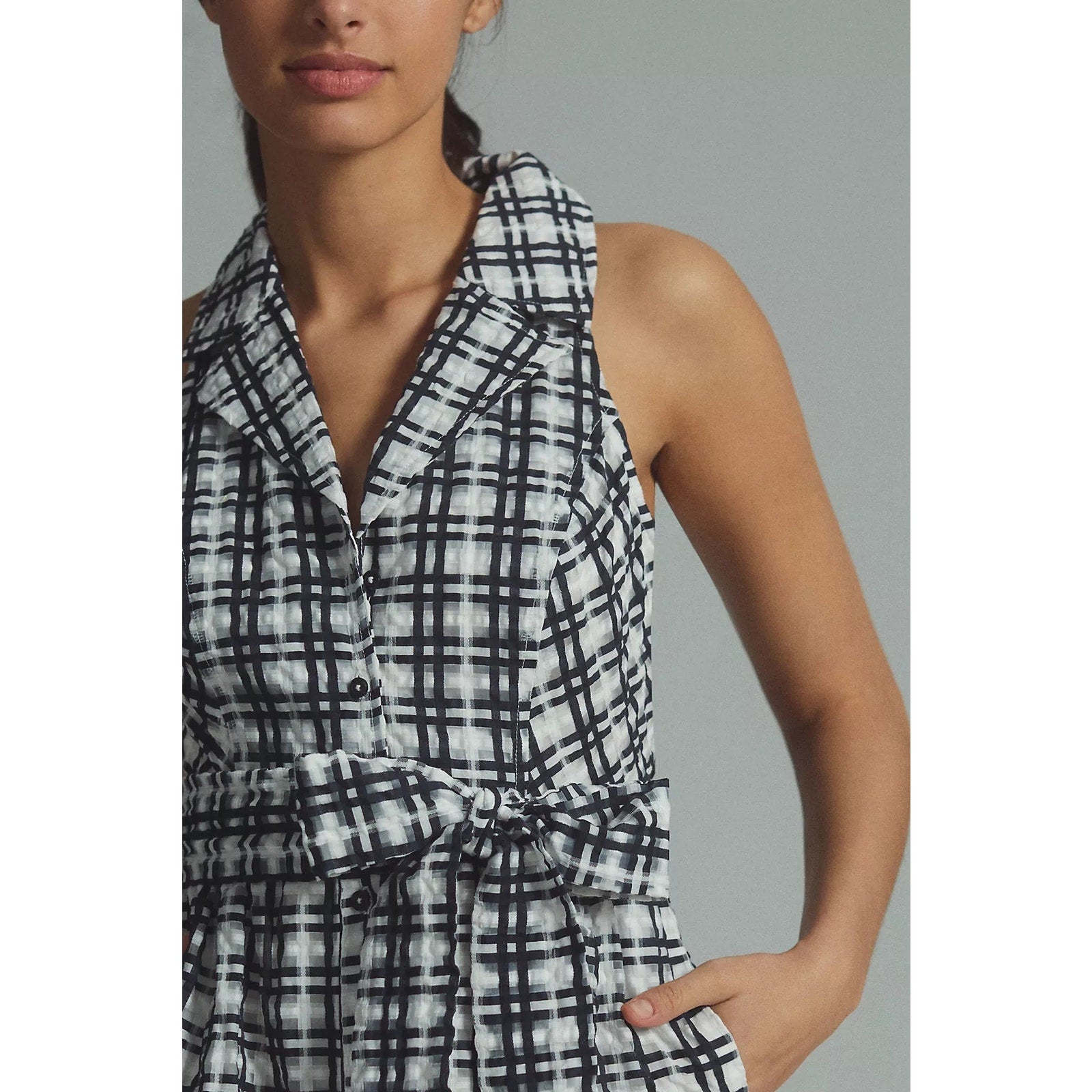 New Anthropologie Maeve Plaid Mini Shirt Dress $170 SIZE 4 Black & Whi –  Timeless Treasurz