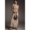 Anthropologie The Gracie Cowl-Neck Satin Slip Maxi Dress XS Orange Anthropologie
