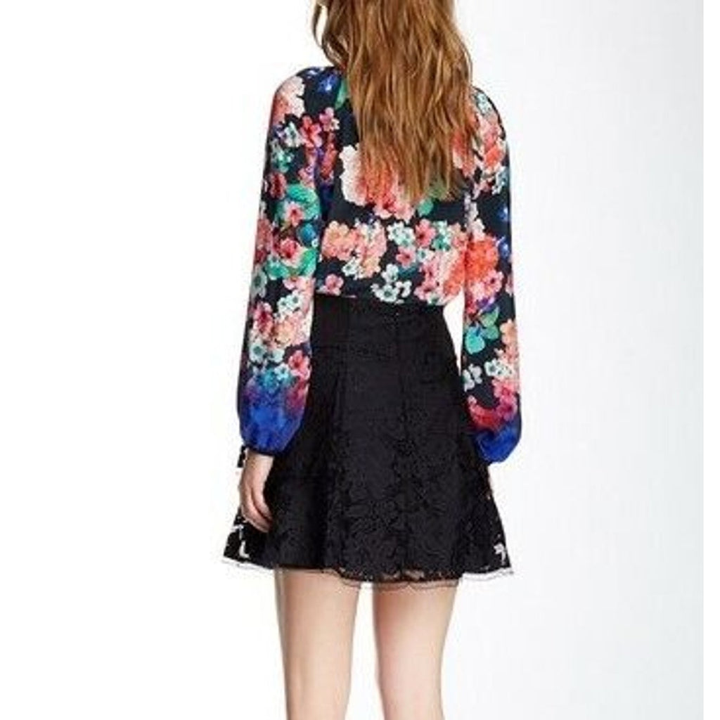 Nanette Lepore Fall Leather and Lace Mini Skirt