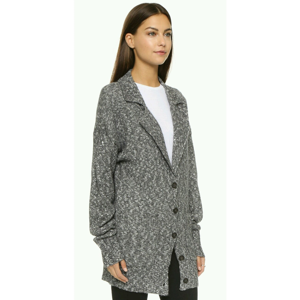 NEW Callahan Gray Heathered Oversized Button Knit Cardigan $178 Size Medium Gray