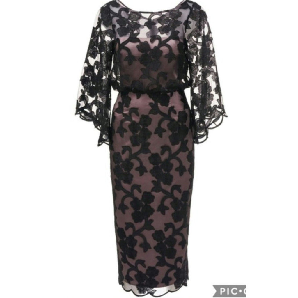 Anthropologie BHLDN JS Collection Sidonie Dress SIZE 6 Black/Nude Midi Anthropologie