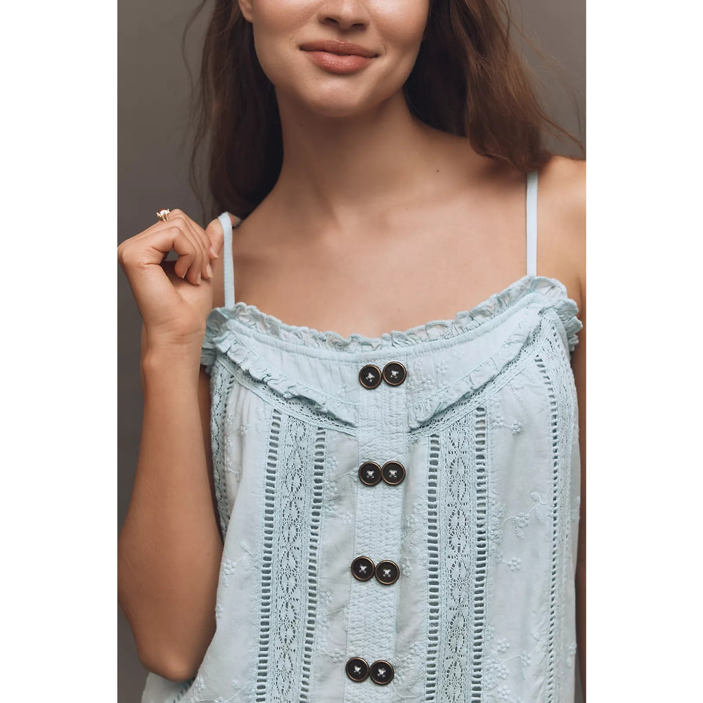 Anthropologie Pilcro Sleeveless Square-Neck Swing Mini Dress SMALL Blue Anthropologie