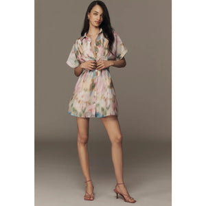 Anthropologie The Tobie Organza Mini Shirt Dress by Exquise XS Multi