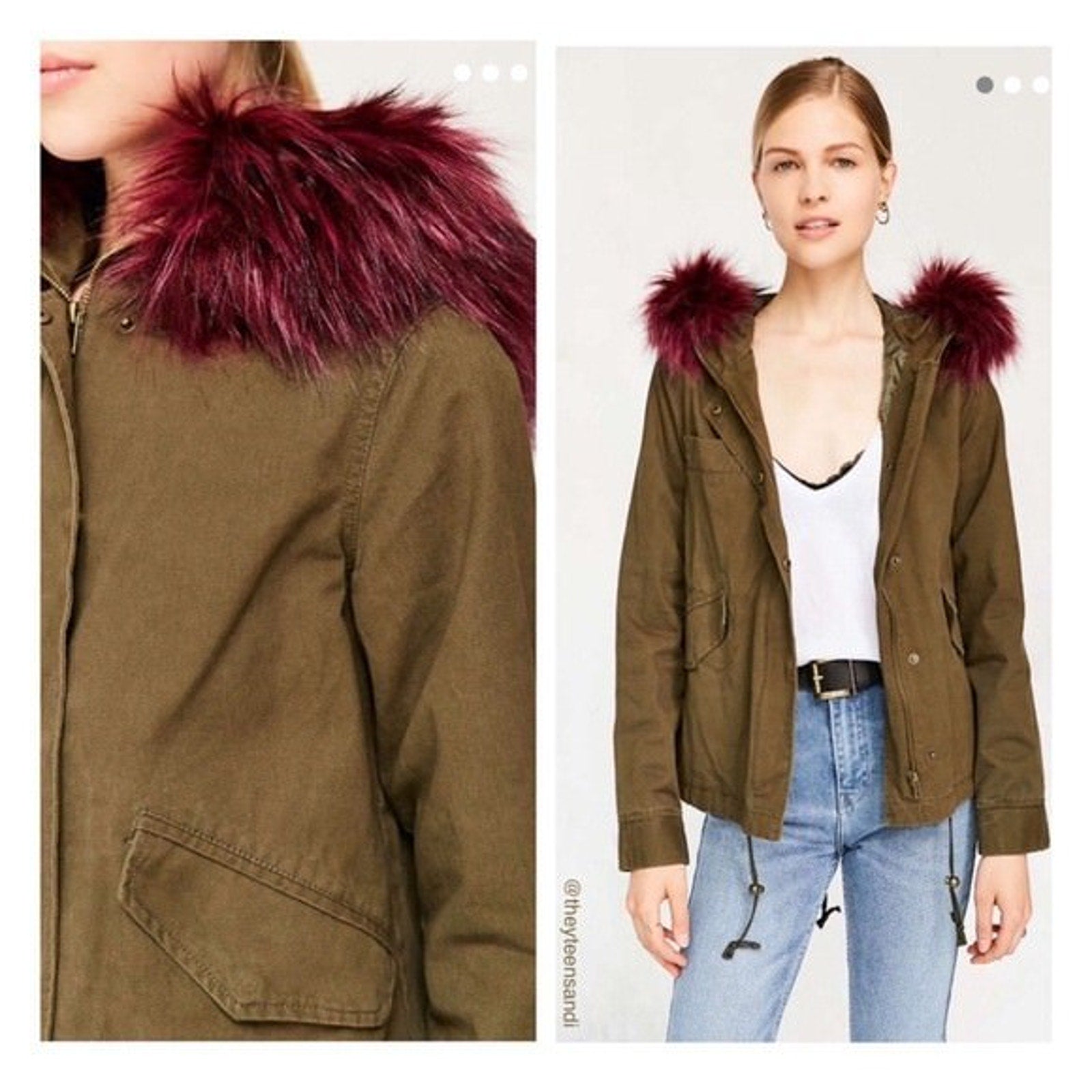 Urban Outfitters $138 Silence + Noise Bright Nights Faux Fur Anorak Jacket Med