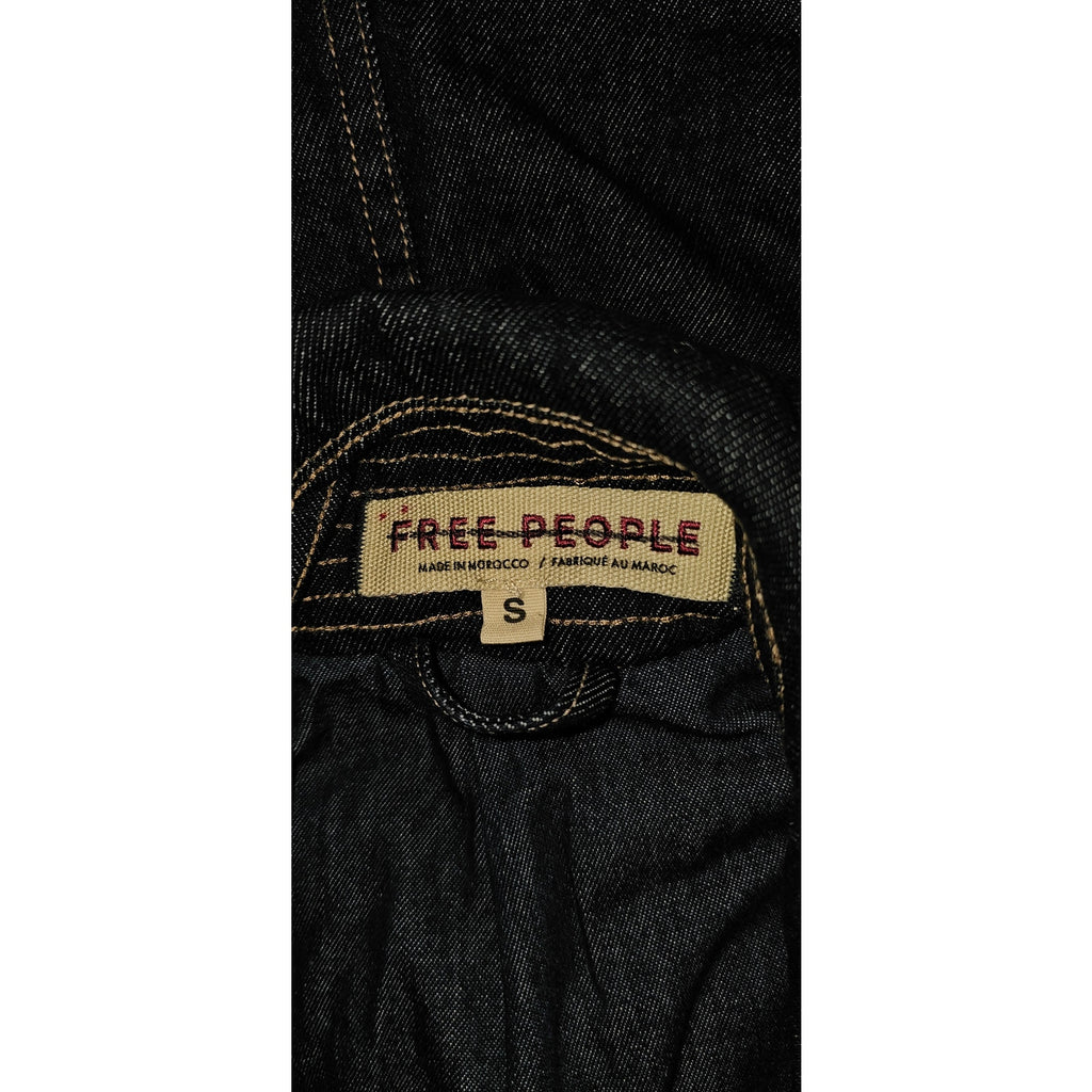 New FREE PEOPLE Denim Car Coat $148 SMALL Dark Blue Indigo