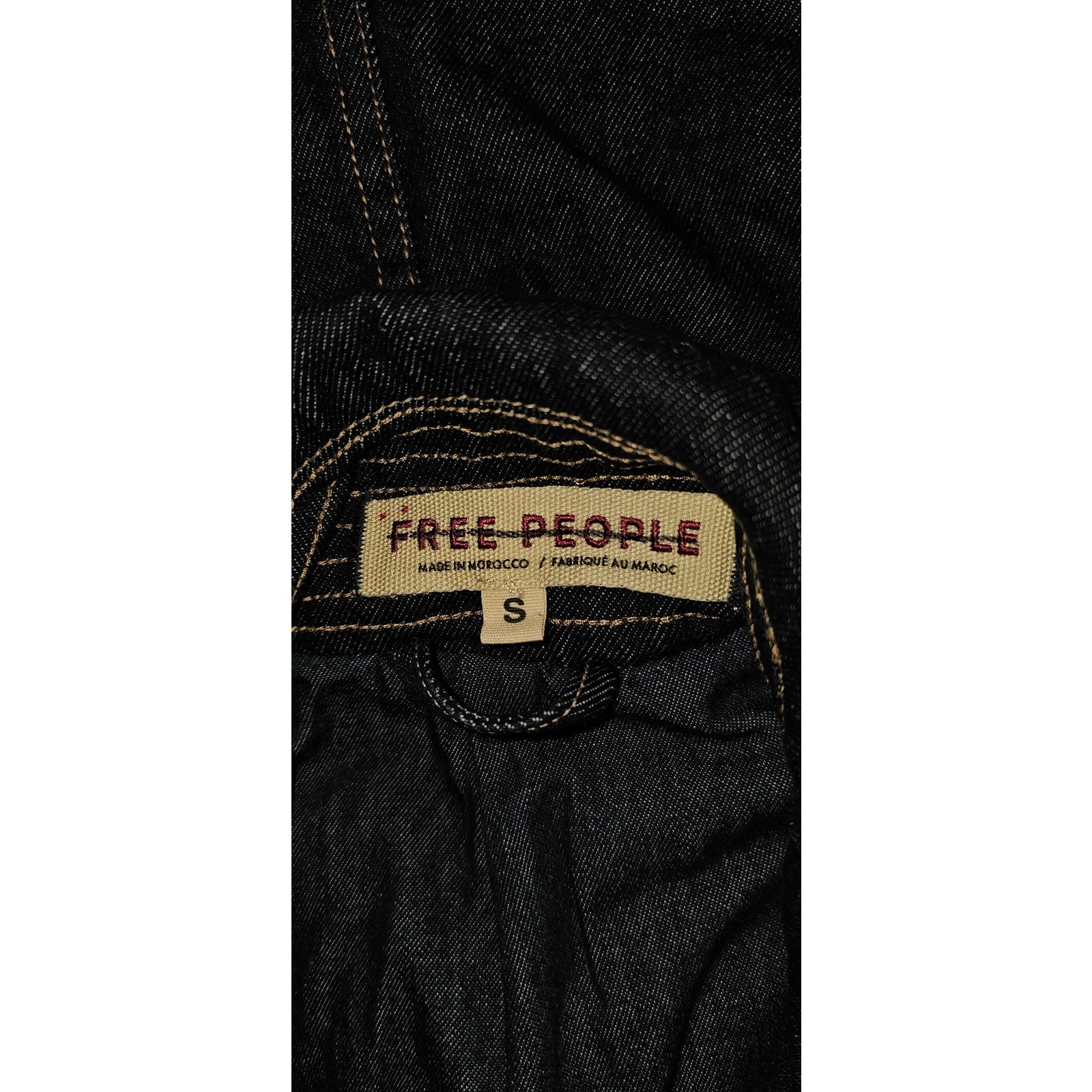 New FREE PEOPLE Denim Car Coat $148 SMALL Dark Blue Indigo
