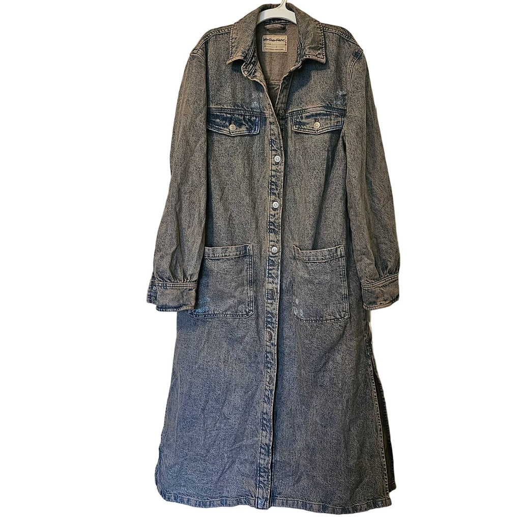 New Free People Anna Lou Denim Duster $168 X-SMALL Washed Out Blue