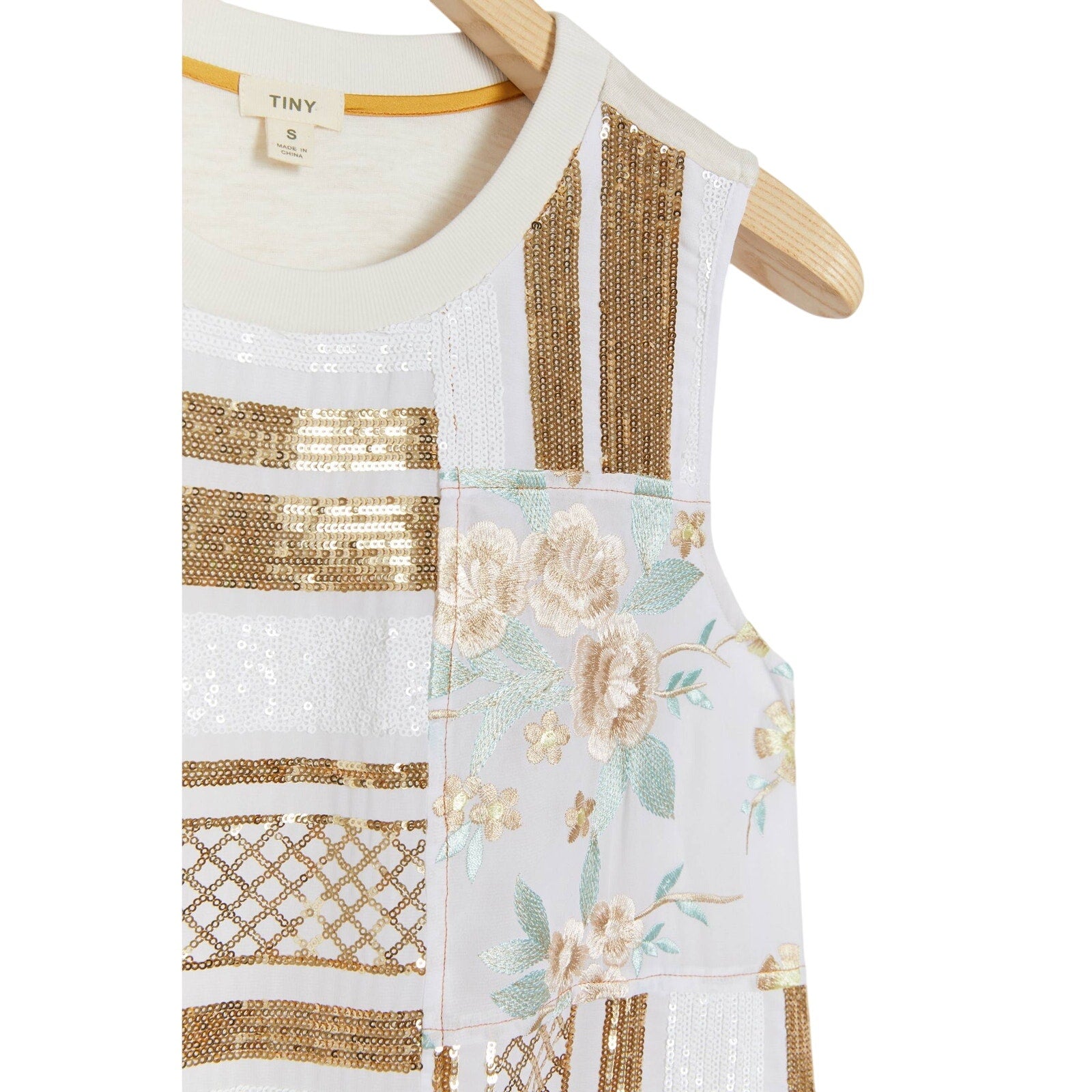 Anthropologie Jessika Sequined Top by Tiny PLUS 2X Neutral Motif Anthropologie