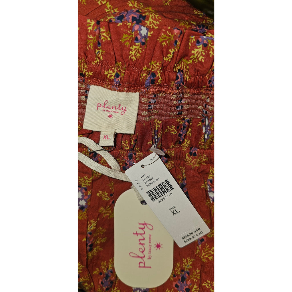Anthropologie Plenty by Tracy Reese Strapless Smocked Midi Dress $228 XL