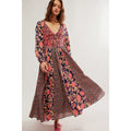 New Free People A New Way Floral Maxi Dress $168 SMALL Navy Combo Smocked