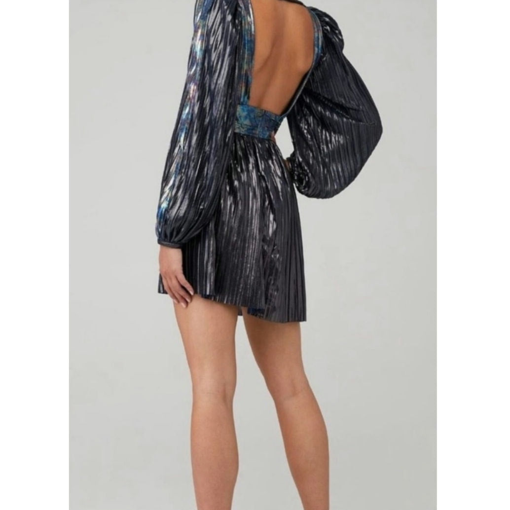 New FREE PEOPLE by Sabina Musayev Wendy Mini Dress $325 LARGE Dark Silver