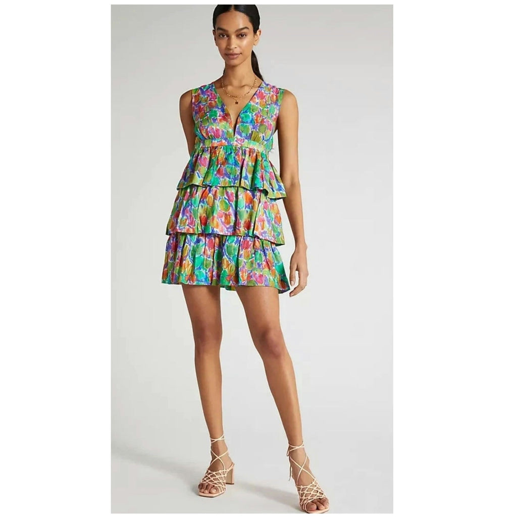 New Hope for Flowers by Tracy Reese Floral Printed Tiered Mini Dress $253 XL
