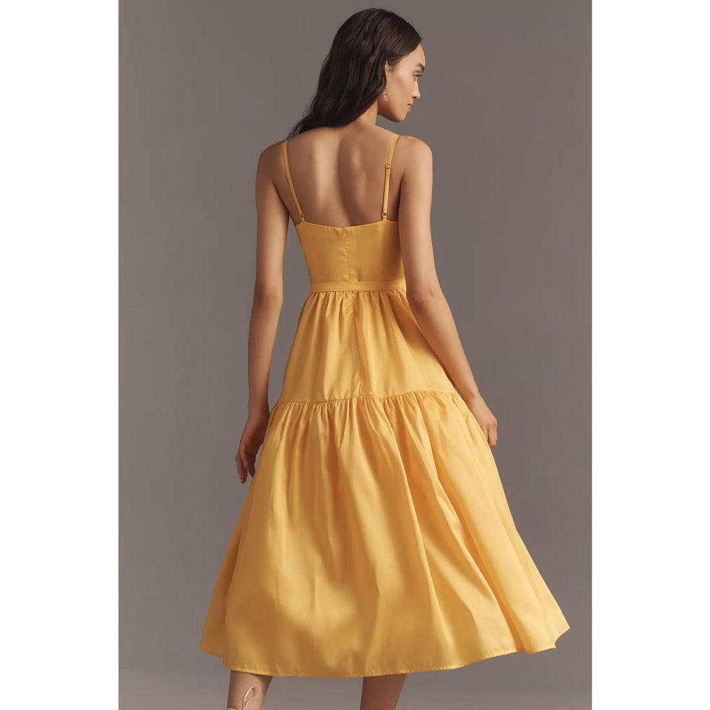 Anthropologie Hutch Atherton Sleeveless V-Neck Belted Midi Dress $258 18W