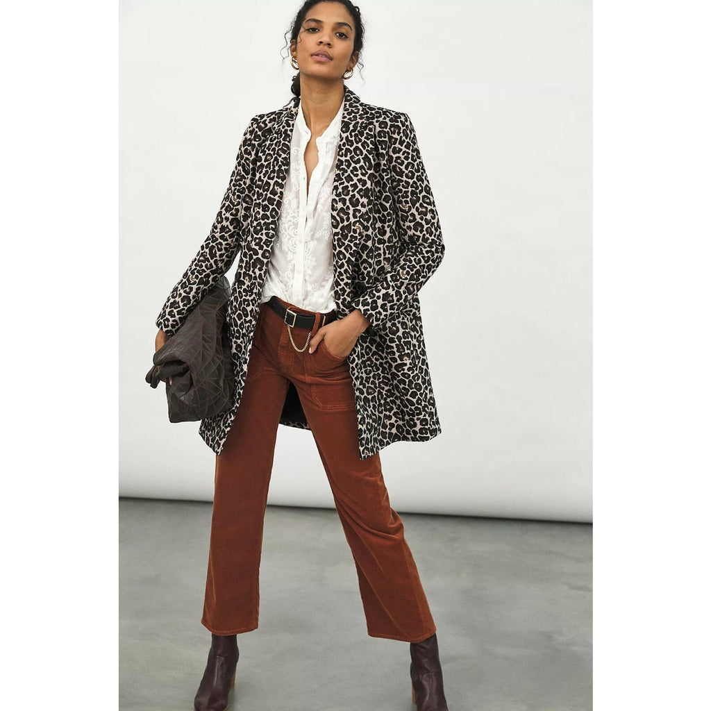 NEW Anthropologie $188 Gianna Longline Leopard Blazer Size 2