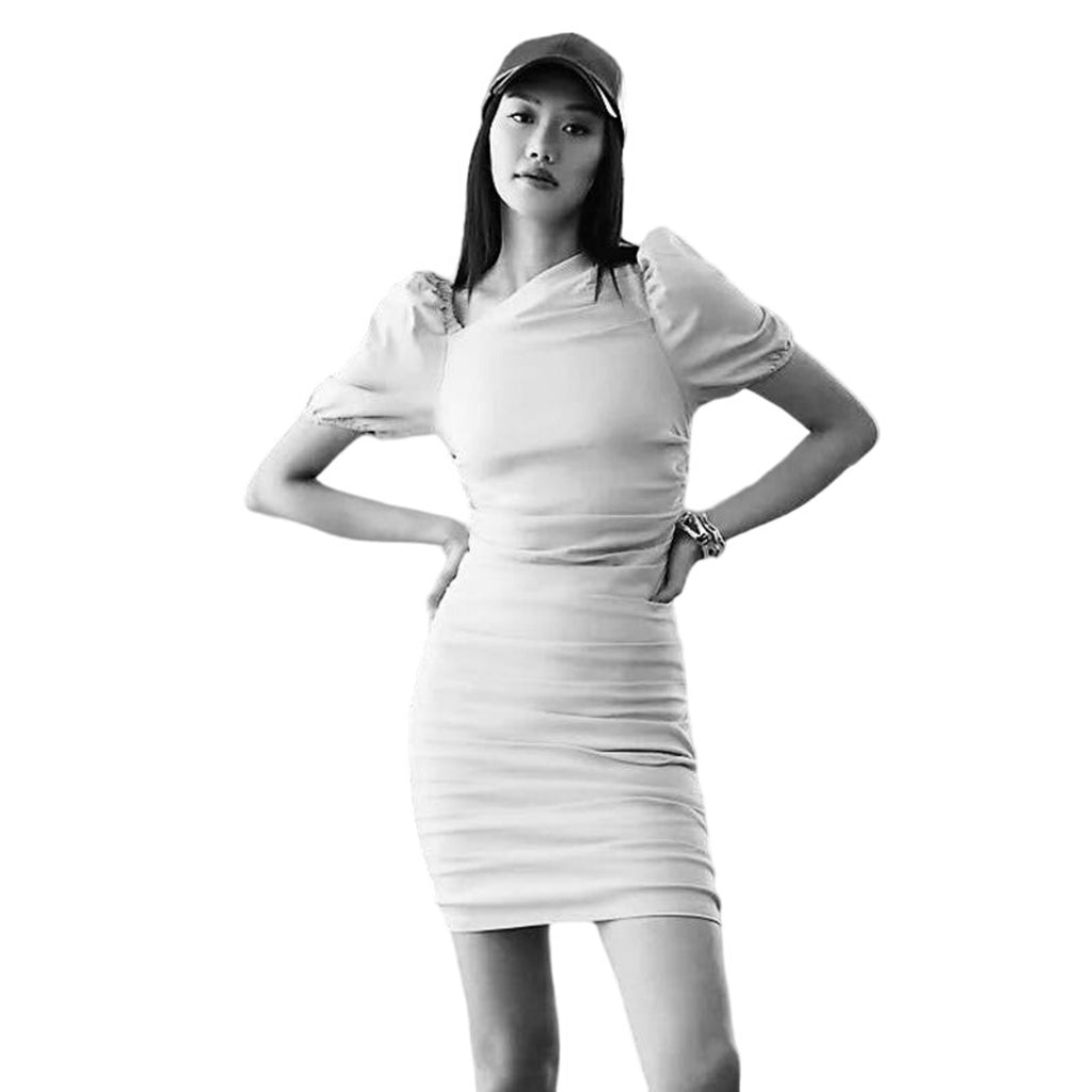 Anthropologie Maeve Slim Puff-Sleeve Ruched Dress