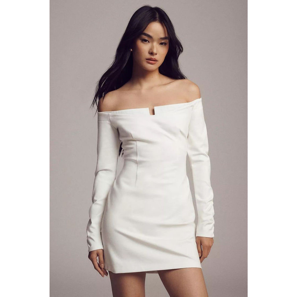 Anthropologie BHLDN Gianna Off-The-Shoulder Twofer Dress $160 MEDIUM Ivory