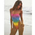 New FREE PEOPLE Monica Hansen Paradise City OnePiece Swimsuit $240 LARGE Rainbow