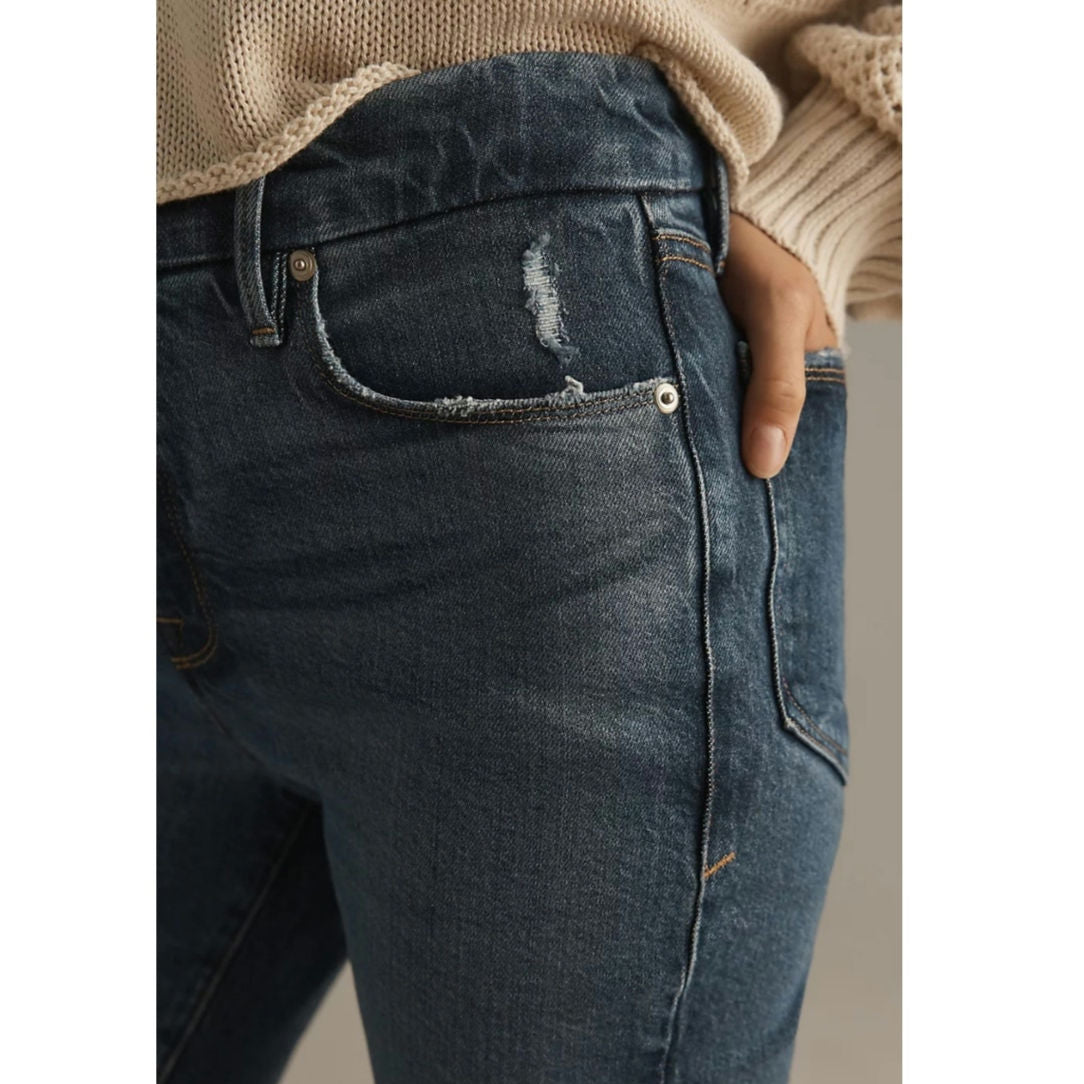 New ANTHROPOLOGIE Good American Good Legs Mid-Rise Straight Jeans $159 SZ 14/32