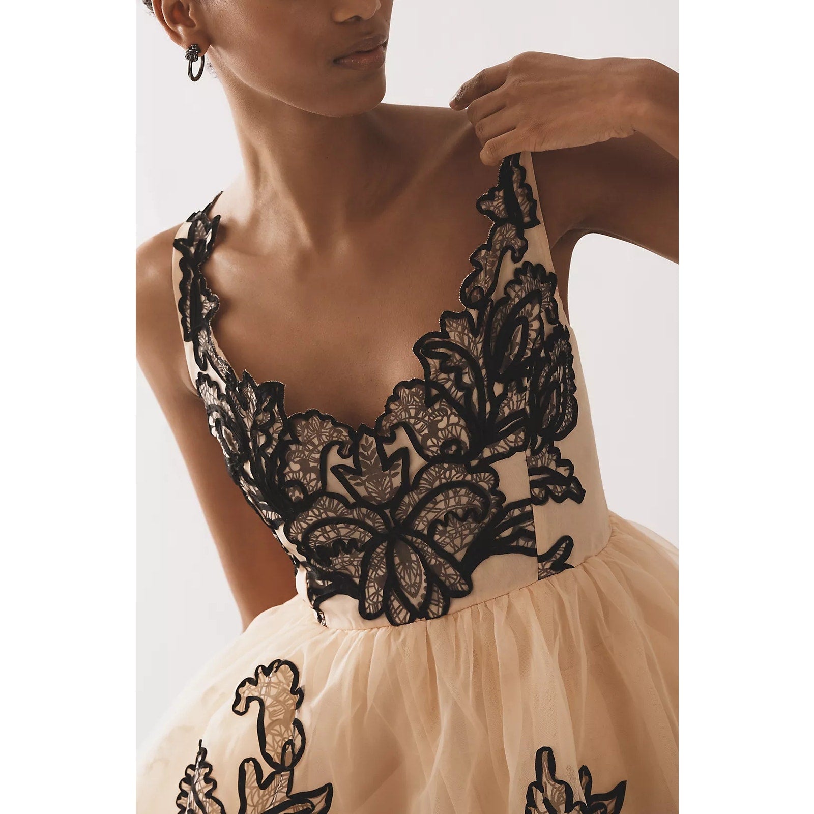 New Anthropologie Maeve Sleeveless V-Neck Lace Fit & Flare Mini Dress $298 SZ 14