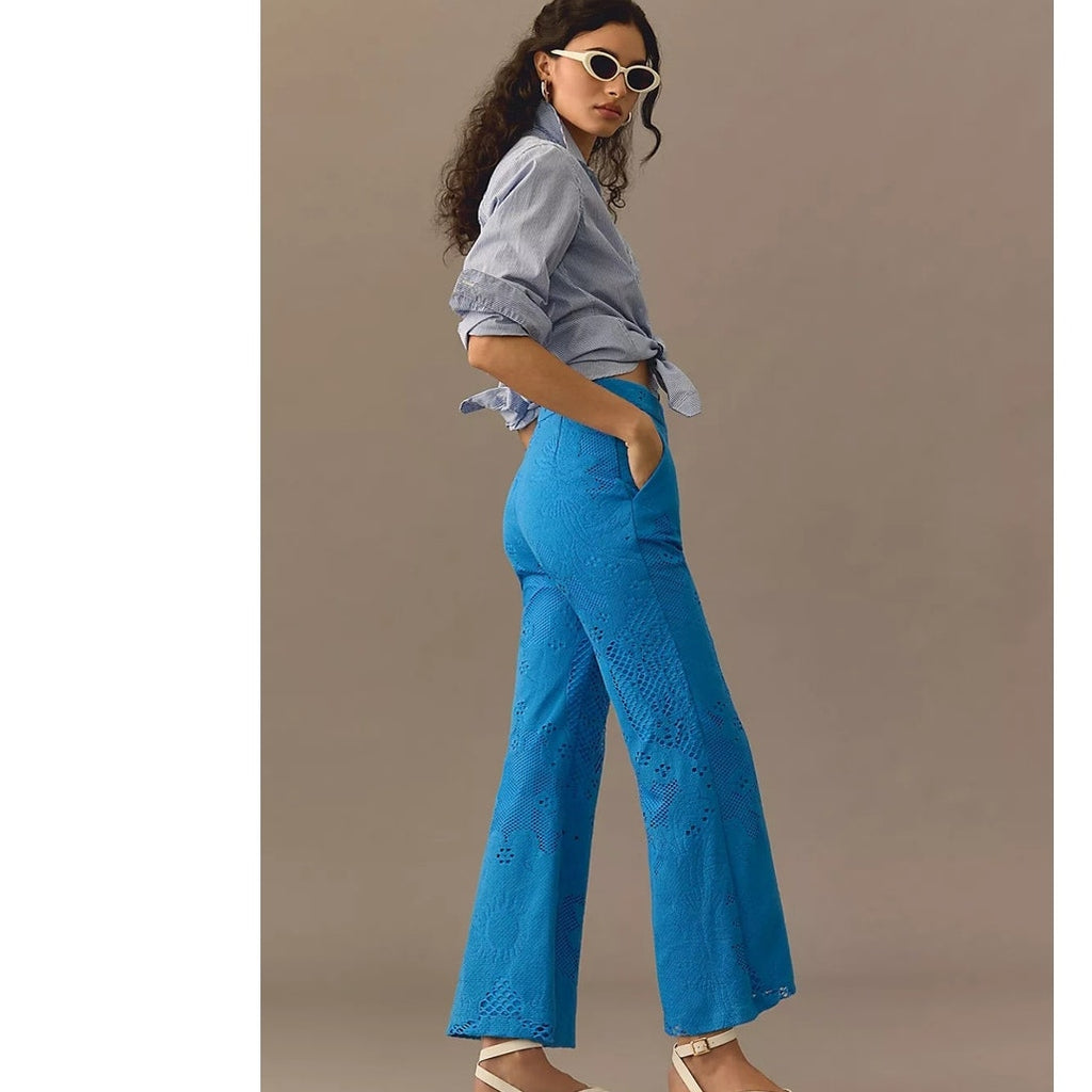 Anthropologie Beatrice .b Cropped Chino Pants $375 SIZE 4 Blue