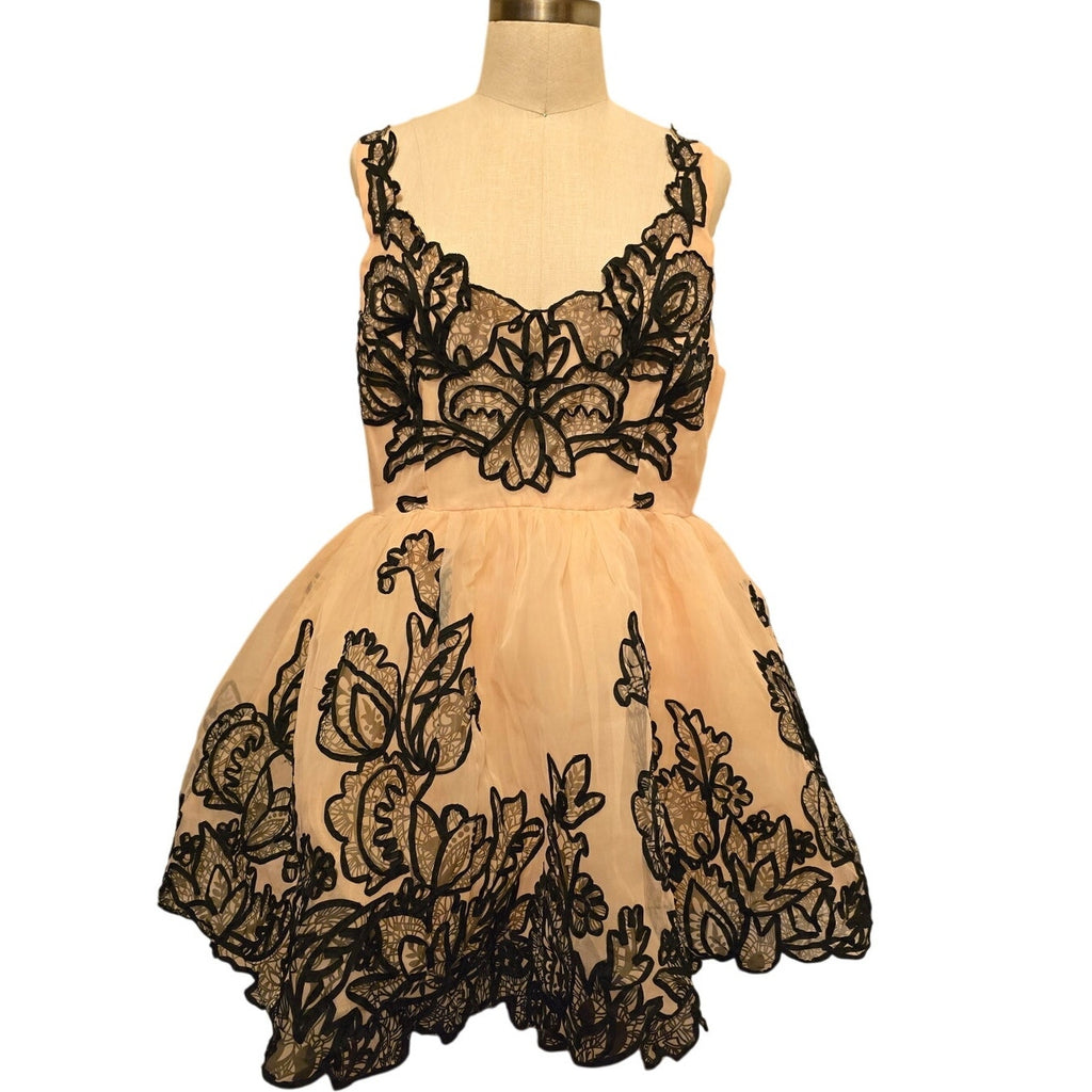 New Anthropologie Maeve Sleeveless V-Neck Lace Fit & Flare Mini Dress $298 SZ 14