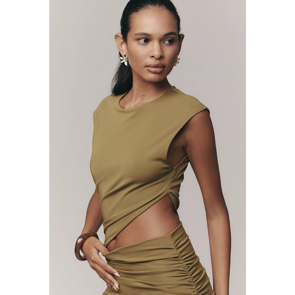 Anthropologie Sleeveless Cutout Knit Midi Dress MEDIUM Green Anthropologie