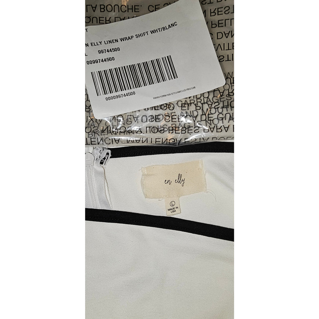 Anthropologie En Elly Strapless Wrap Shift Mini Dress LARGE White Anthropologie