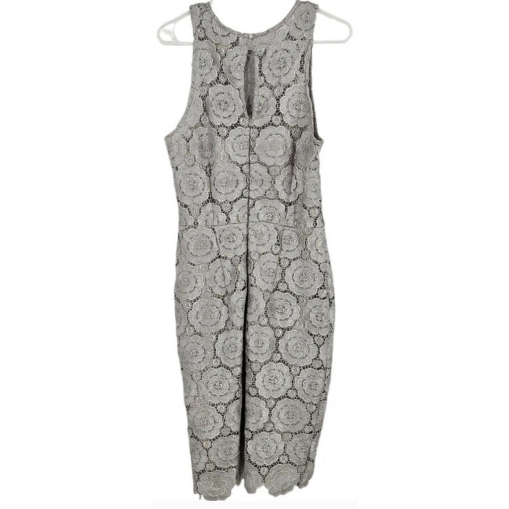 New Anthropologie BHLDN Emmeline Floral Lace Dress $220 SIZE 10 Silver
