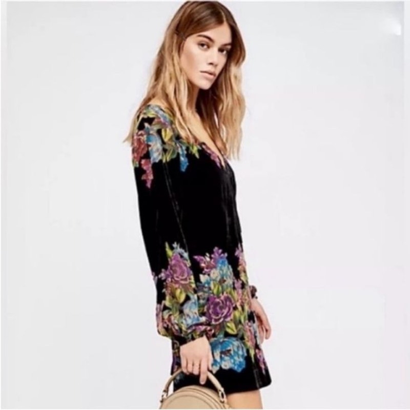 Free People Misha Burnout Velvet Floral Mini Dress
