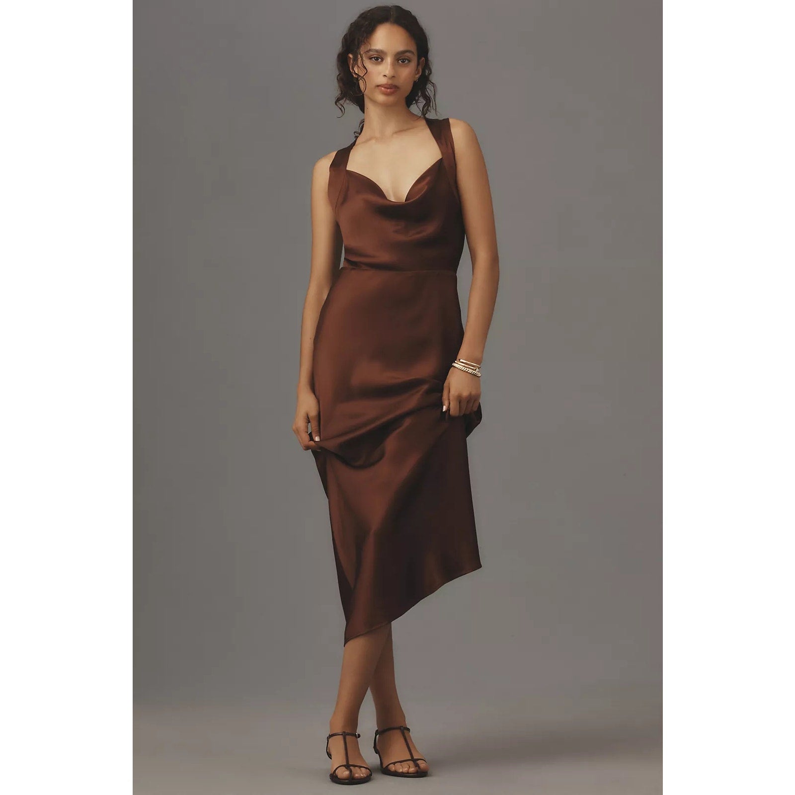 New Anthropologie by Paige Marcel Silk Midi Dress $429 SIZE 14 Plum Raisin