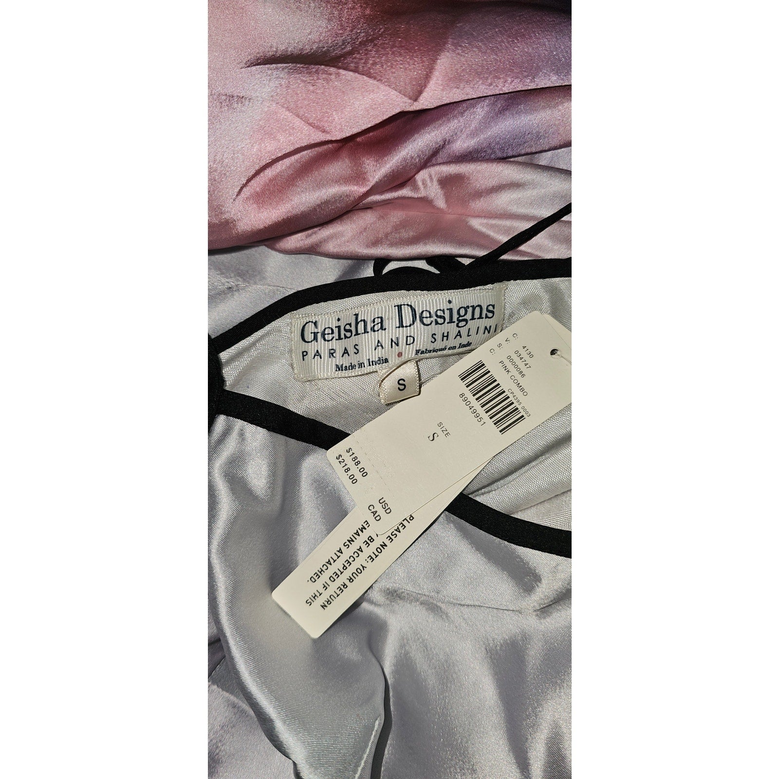 Anthropologie Geisha Designs Printed Slip Midi Dress $188 SMALL Pink SATIN
